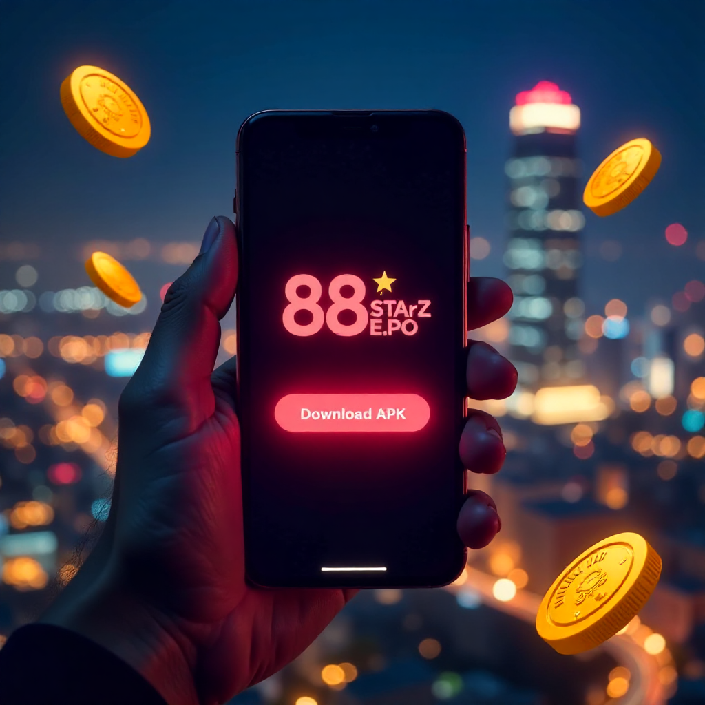 A hand holding a sleek futuristic smartphone showing a one-click \